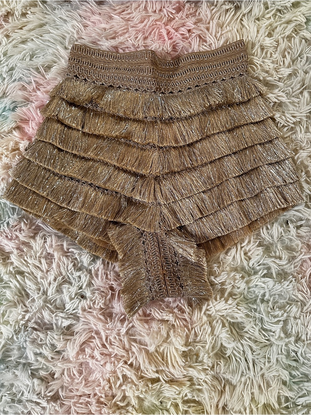 PatBo Metallic Fringe Shorts in Gold Size 4 - Picture 4 of 12